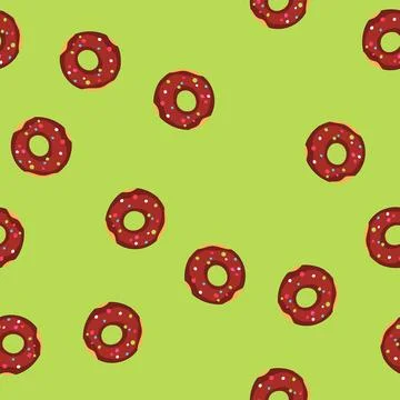 Seamless pattern donut with chocolate frosting and colorful sprinkles 스톡 일러스트