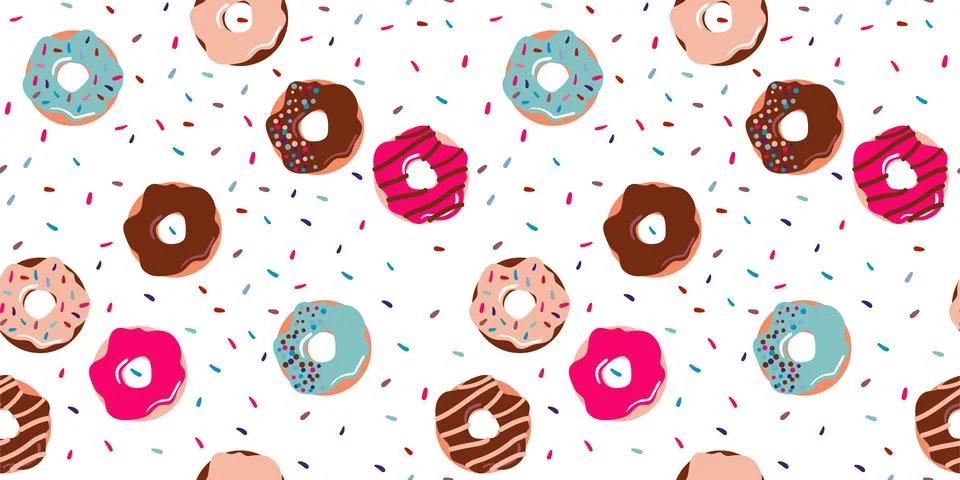 Seamless pattern with donuts ad sprinkles Ilustración de archivo