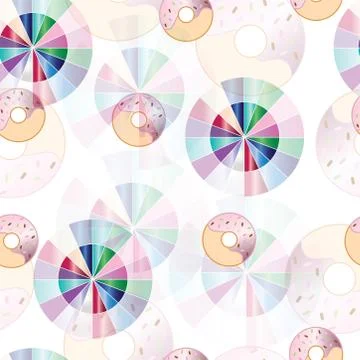 Seamless pattern with donuts and colorful circles vector Stock Illustration
