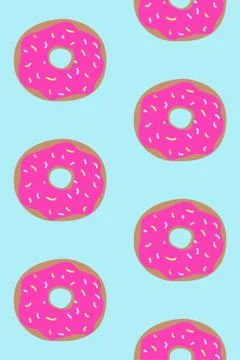 Seamless pattern with donuts on blue board. Cute sweet food baby background Illustrazione stock