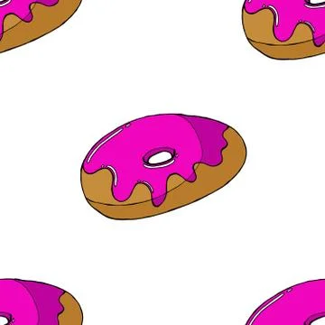 Seamless pattern of donuts in glaze. Vector of donuts. Seamless background of Stock Illustration
