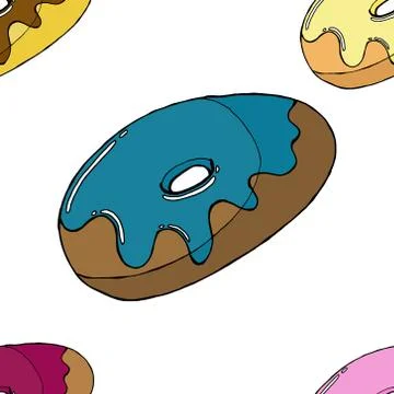 Seamless pattern of donuts in glaze. Vector of donuts. Seamless background of Stock Illustration