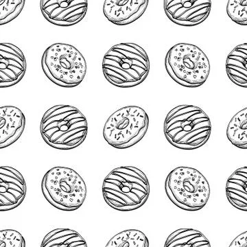 Seamless pattern with donuts. Illustrazione stock