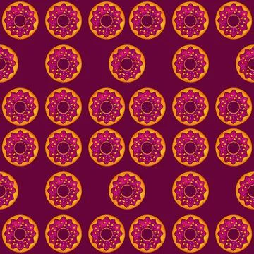Seamless pattern of donuts in lilac color on a lilac background. Confectionery Stock Illustration