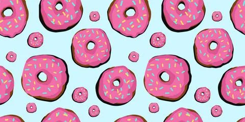SEAMLESS PATTERN donuts. Pop art pattern. America of the 60s. Bright stylish Illustrazione stock