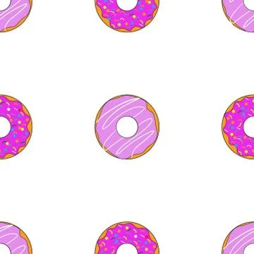Seamless pattern with donuts. Template for background, banner, card, poster 스톡 일러스트