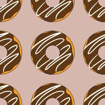 Seamless pattern with donuts. Template for background, banner, card, poster Illustrazione stock