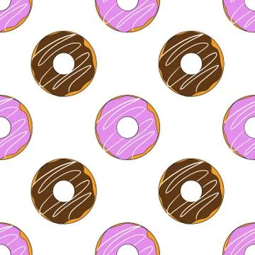Seamless pattern with donuts. Template for background, banner, card, poster 스톡 일러스트