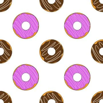 Seamless pattern with donuts. Template for background, banner, card, poster 스톡 일러스트