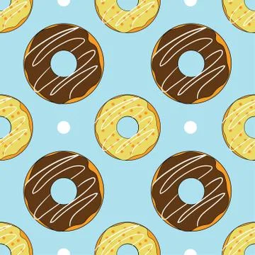 Seamless pattern with donuts. Template for background, banner, card, poster 스톡 일러스트