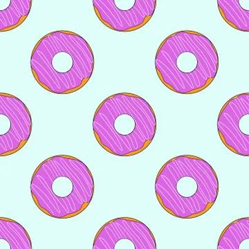 Seamless pattern with donuts. Template for background, banner, card, poster 스톡 일러스트