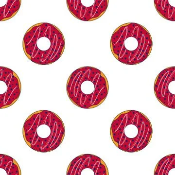 Seamless pattern with donuts. Template for background, banner, card, poster 스톡 일러스트