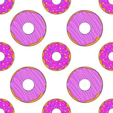 Seamless pattern with donuts. Template for background, banner, card, poster 스톡 일러스트