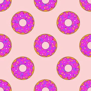 Seamless pattern with donuts. Template for background, banner, card, poster 스톡 일러스트