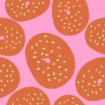 Seamless pattern of donuts with vanilla sprinkles and toasted base in carto.. Stock Illustration