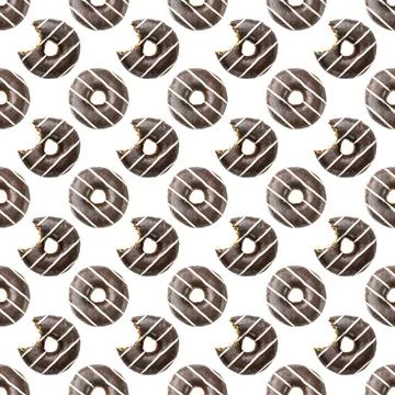 Seamless pattern of donuts on a white background Stock Photos