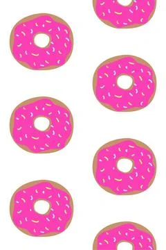 Seamless pattern with donuts on white board. Cute sweet food baby background Stock Illustration