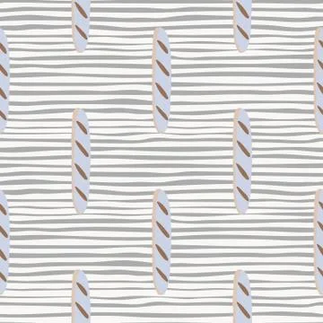 Seamless pattern with doodle baguette silhouettes print. Fresh bakery element Illustrazione stock
