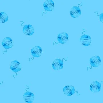 Seamless pattern doodle ball yarn cartoon vector Illustrazione stock