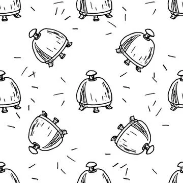 Seamless pattern doodle bell icon. Hand drawn black sketch. Sign symbol. Deco Stockillustratie