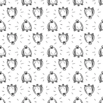 Seamless pattern doodle bell icon. Hand drawn black sketch. Sign symbol. Deco Stock Illustration