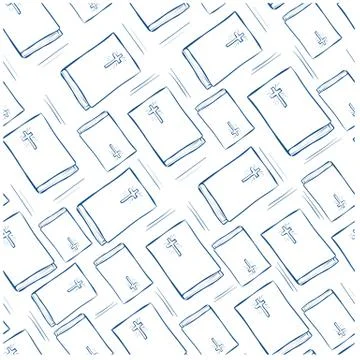 Seamless pattern doodle blue bible Stock Illustration