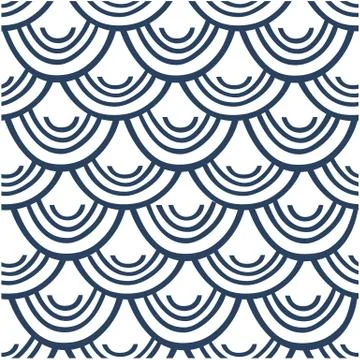 Seamless pattern doodle blue fish scales Stock Illustration