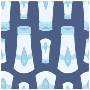 Seamless pattern doodle blue tubes on dark blue background Stock Illustration