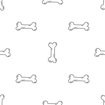 Seamless pattern of doodle bones on white background. Vector illustration for Stockillustratie