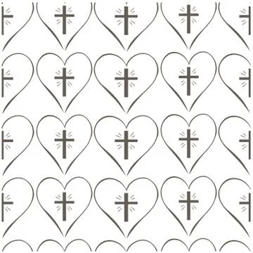 Seamless pattern doodle bungee cord cross in heart Stock Illustration