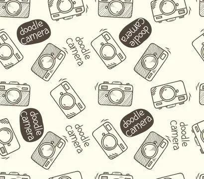Seamless pattern doodle camera Stock Illustration