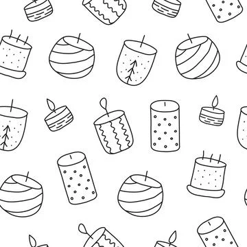Seamless pattern with doodle candles. Stock Illustration