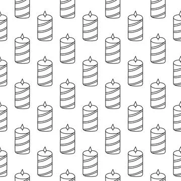 Seamless pattern with doodle candles. Stock Illustration