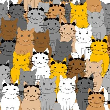 Seamless pattern with doodle cats Stock Illustration