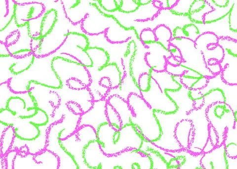 Seamless pattern with doodle chalk lines. Modern acid pink green stroke Stock Illustration