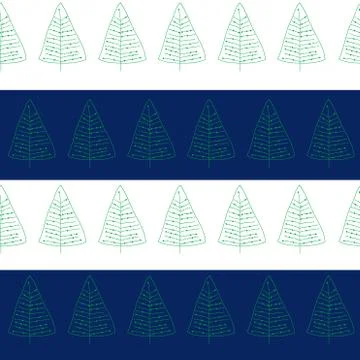 Seamless pattern with doodle Christmas trees Stock Illustration