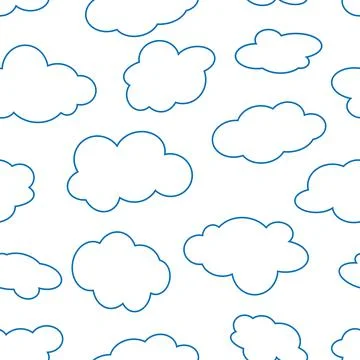 A seamless pattern with doodle clouds, vector イラスト素材