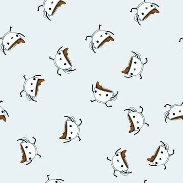 Seamless pattern doodle coffee mug character cartoon vector Illustrazione stock
