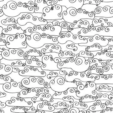 Seamless pattern Doodle Collection of Hand Drawn Vector Clouds. Set of cartoo 스톡 일러스트