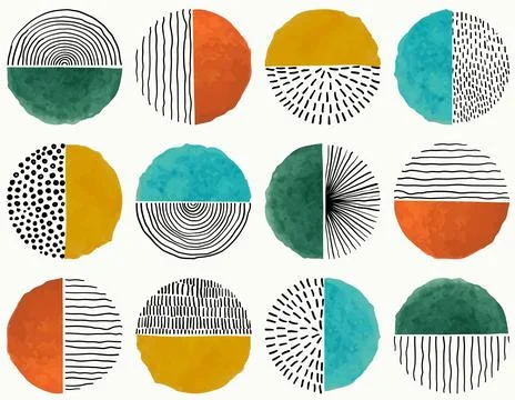 Seamless pattern Of Doodle Creative minimalist Abstract art circle shape an.. 스톡 일러스트