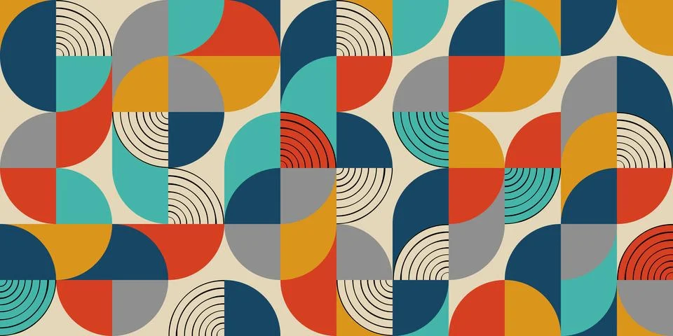 Seamless pattern Of Doodle Creative minimalist Abstract art circle shape an.. Stock Illustration