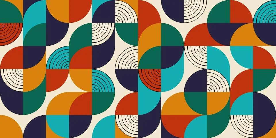 Seamless pattern Of Doodle Creative minimalist Abstract art circle shape an.. Stock Illustration