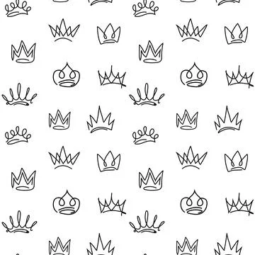 Seamless pattern doodle crowns Illustrazione stock