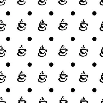 Seamless pattern doodle cup of coffee. Stock Illustration