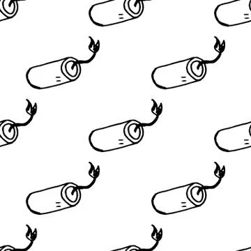 Seamless pattern doodle dynamite icon. Hand drawn black sketch. Sign symbol.  스톡 일러스트