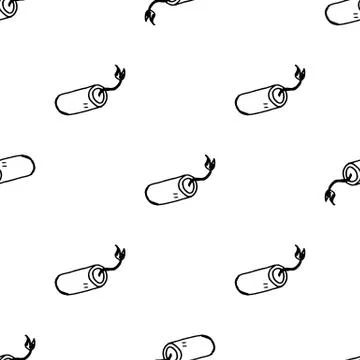 Seamless pattern doodle dynamite icon. Hand drawn black sketch. Sign symbol.  스톡 일러스트