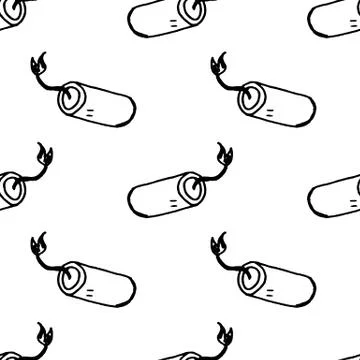 Seamless pattern doodle dynamite icon. Hand drawn black sketch. Sign symbol.  스톡 일러스트