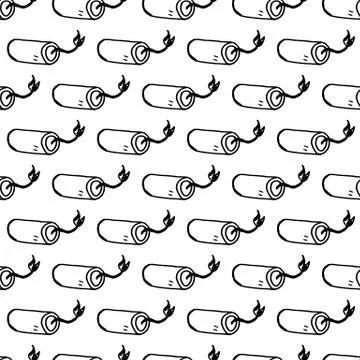 Seamless pattern doodle dynamite icon. Hand drawn black sketch. Sign symbol.  Stock Illustration
