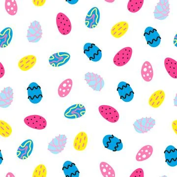 Seamless pattern with doodle Easter eggs. Stock Illustration