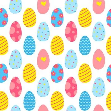 Seamless pattern with doodle Easter eggs. Stock Illustration
